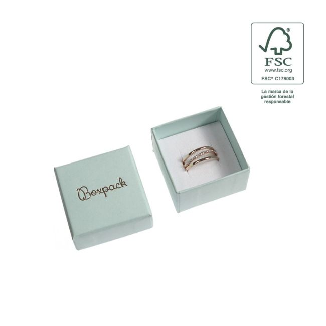 Schachtel aus FSC®-Karton in Aquamarin für Ringe oder Ohrringe 51 x 51 x 33 mm F42-AQ
