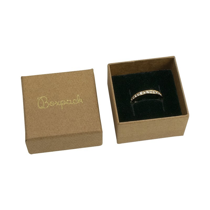 Caja de cartón para anillo o pendientes de joyería y bisutería color kraft NT-42