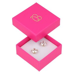 Cartón para pendientes de joyería y bisutería 50x50x23 mm color fucsia FX-40