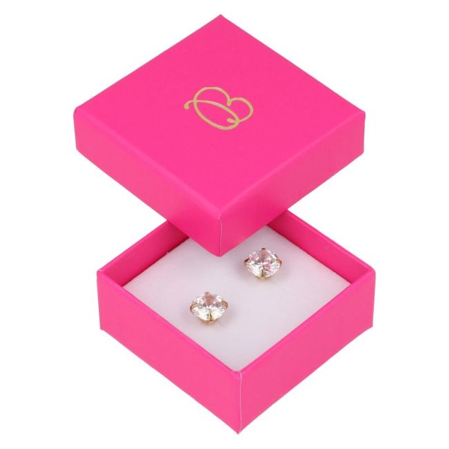 Cartón para pendientes de joyería y bisutería 50x50x23 mm color fucsia FX-40