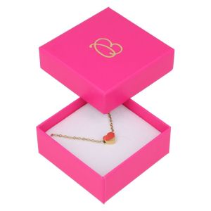 Caja de cartón fucsia pendientes o conjunto de joyería bisutería y joyas 65x65x29 mm. FX-61