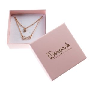 Caja de cartón para conjunto de colgante de joyería y bisutería  86X86X33 Mm color rosa cuarzo pi-81