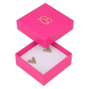 Caja de cartón fucsia pendientes o conjunto de joyería bisutería y joyas 65x65x29 mm. FX-61