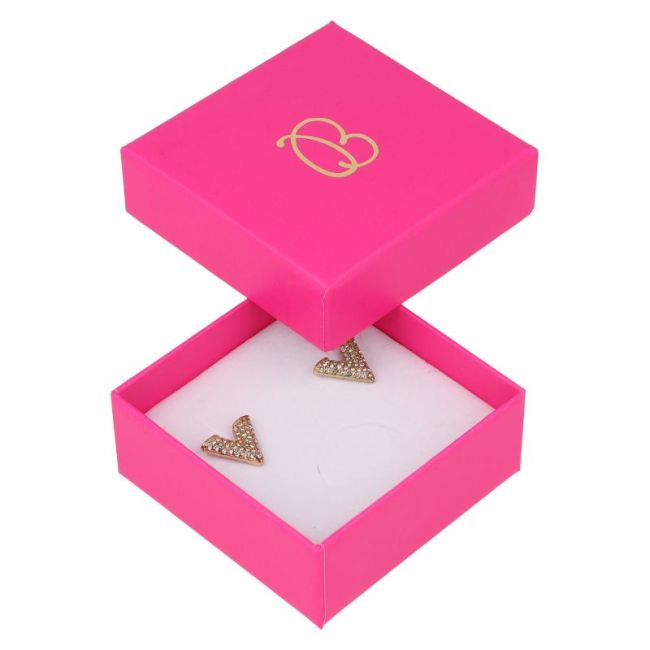 Caja de cartón fucsia pendientes o conjunto de joyería bisutería y joyas 65x65x29 mm. FX-61