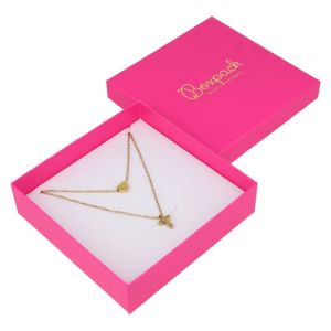 Caja de cartón para conjunto de colgante de joyería y bisutería 120x120x35 Mm color fucsia FX-17