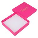 Caja de cartón para conjunto de colgante de joyería y bisutería 120x120x35 Mm color fucsia FX-17