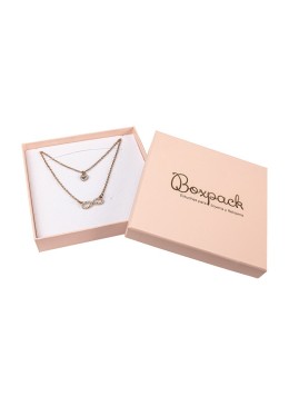 Caja de cartón para conjunto de colgante de joyería y bisutería  120x120x24 Mm color rosa cuarzo pi-16