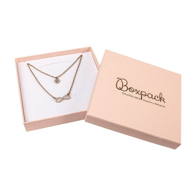 Cardboard pendant set box, rose quartz 120 x 120 x 24 mm pi-16