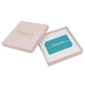 Caja de cartón para tarjeta 120x120x24 Mm color rosa cuarzo pi-16-t