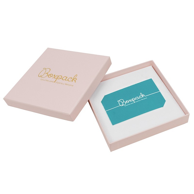 Caja de cartón para tarjeta 120x120x24 Mm color rosa cuarzo pi-16-t