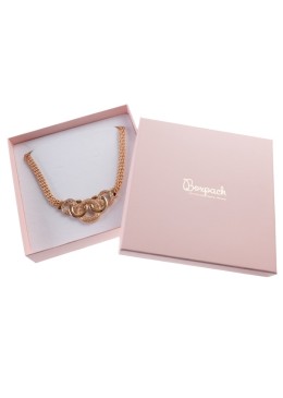 Caja de cartón para conjunto de colgante de joyería y bisutería  167x167x33 Mm color rosa cuarzo pi-18