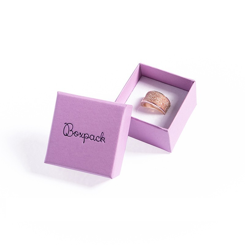 Caja de cartón para anillo o pendientes de joyería y bisutería color morado LV-42