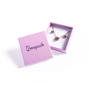 Caja de cartón para juego de pendientes de joyería y bisutería 65x65x29 mm color morado lv-61