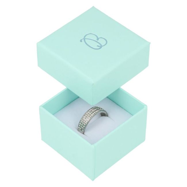 Caja de cartón para anillo o pendientes de joyería y bisutería color aguamarina aq-42