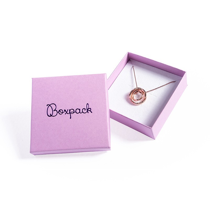 Cartón para conjunto de colgante de joyería y bisutería 86x86x33 Mm color morado LV-81