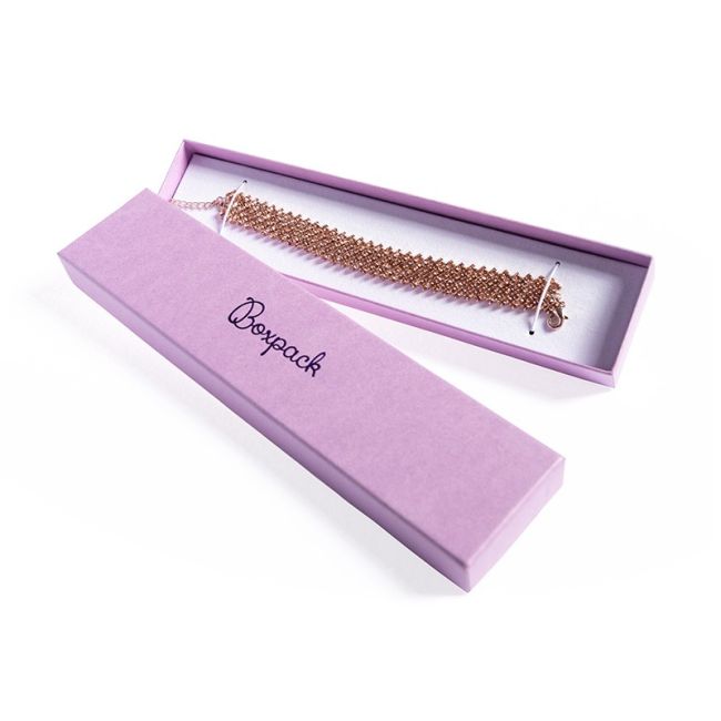 Caja de cartón para pulsera de joyería y bisutería 233x53x27 mm color morado lv-51