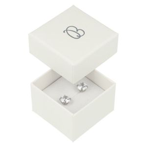 Caja de cartón para anillo o pendientes 51x51x33 Mm color marfil IV-42