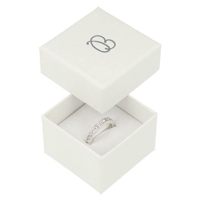 Caja de cartón para anillo o pendientes 51x51x33 Mm color marfil IV-42