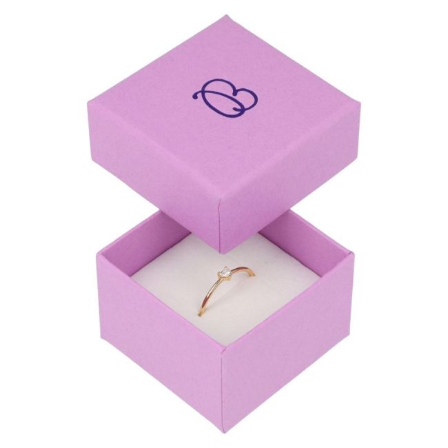 Caja de cartón para anillo o pendientes de joyería y bisutería color morado LV-42