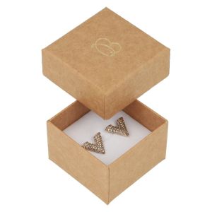Caja de cartón para anillo o pendientes de joyería y bisutería color kraft NT-42