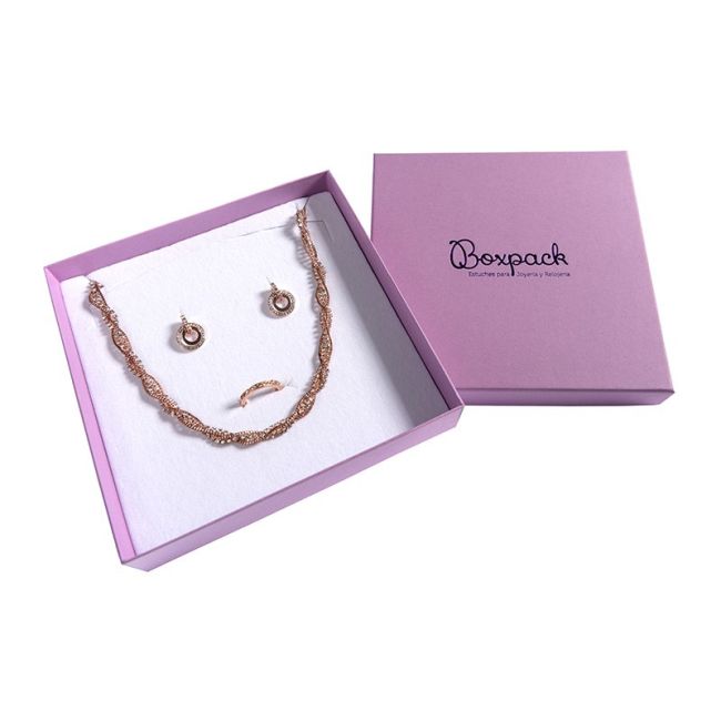 Violette Schachtel aus Karton für Schmucksets mit Anhänger 167 x 167 x 33 mm lv-18
