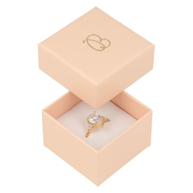 Caja de cartón para anillo o pendientes de joyería y bisutería color rosa PI-42
