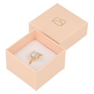 Caja de cartón para anillo o pendientes de joyería y bisutería color rosa PI-42