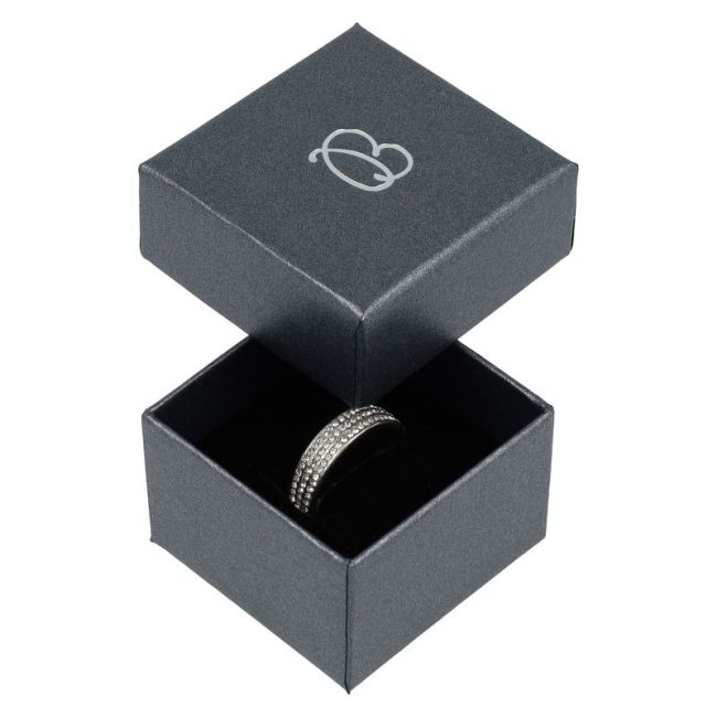 Graue Schachtel aus Karton für Ringe oder Ohrringe Q-42-G