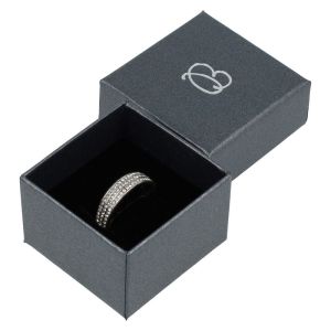 Graue Schachtel aus Karton für Ringe oder Ohrringe Q-42-G