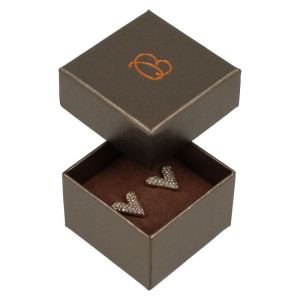 Caja de cartón para anillo o pendientes de joyería y bisutería color marrón Q-42-M