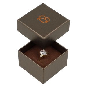 Caja de cartón para anillo o pendientes de joyería y bisutería color marrón Q-42-M