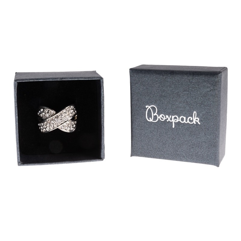 Caja de cartón para anillo o pendientes de joyería y bisutería color gris Q-42-G