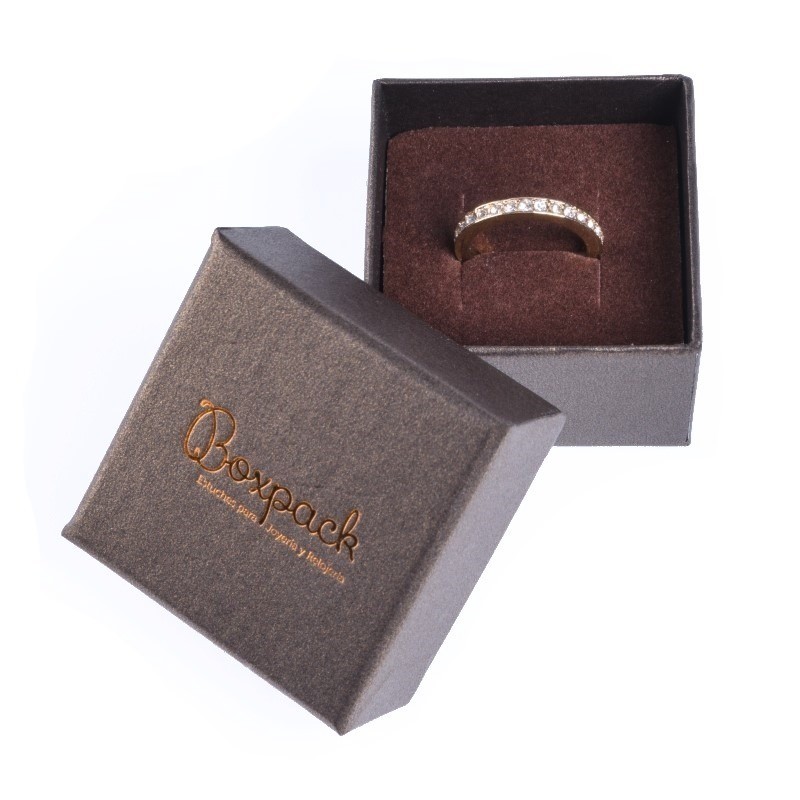Caja de cartón para anillo o pendientes de joyería y bisutería color marrón Q-42-M