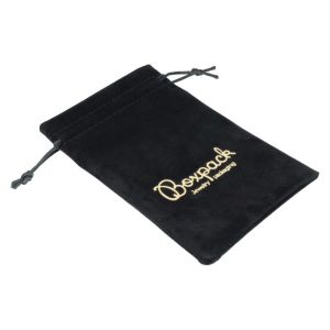Saquinho de camurça sintética para joias, preto 120 x 180 mm A-306-N