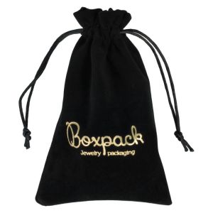 Faux suede pouch for jewelry, black 120 x 180 mm A-306-N