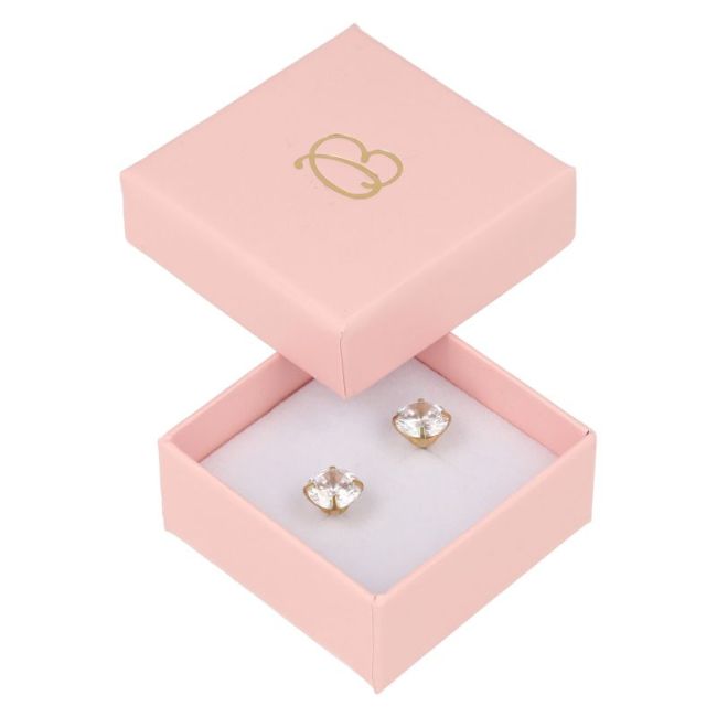 Caja de cartón rosa pendientes de joyería bisutería y joyas 50x50x23 mm. RS-40