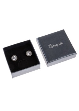 Caja de cartón para juego de pendientes de joyería y bisutería 65x65x29 mm color gris q-61-g