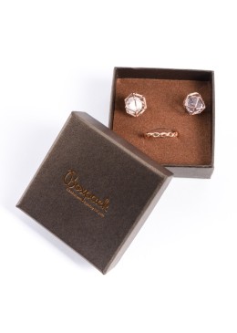 Caja de cartón para juego de pendientes de joyería y bisutería 65x65x29 mm color marron g-61-m