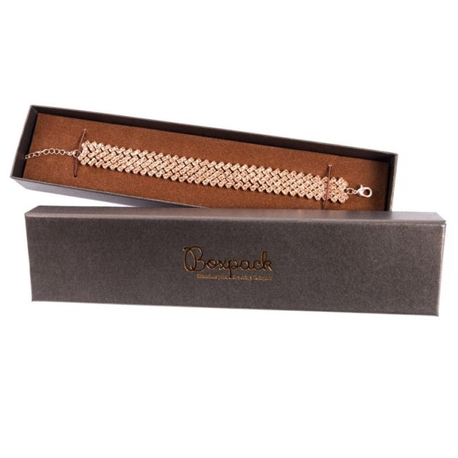 Caja de cartón para pulsera de joyería y bisutería 233x53x27 mm color marron q-51-m