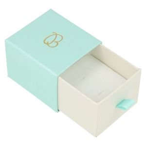 Caja de cartón para anillo o pendientes color aguamarina 55x50x42 mm SG-1-AQ-B