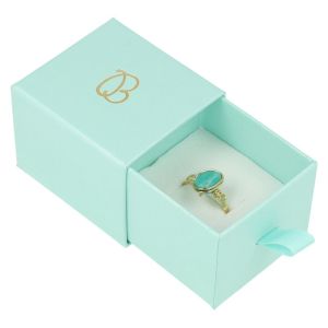Caja de cartón para anillo o pendientes color aguamarina 55x50x42 mm SG-1-AQ-AQ