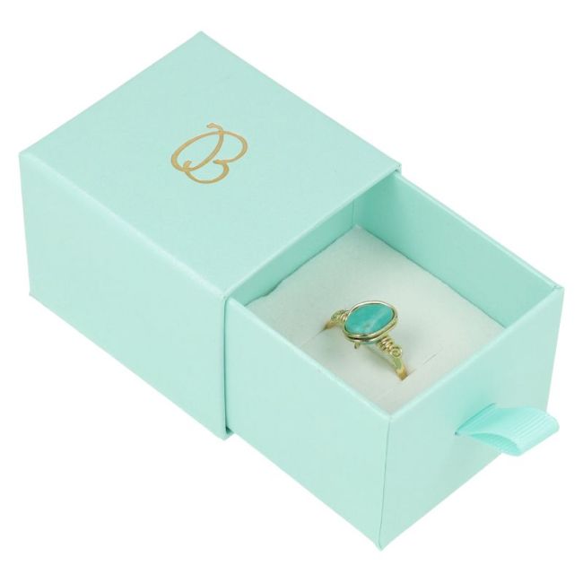Caja de cartón para anillo o pendientes color aguamarina 55x50x42 mm SG-1-AQ-AQ
