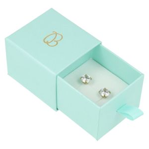 Caja de cartón para anillo o pendientes color aguamarina 55x50x42 mm SG-1-AQ-AQ