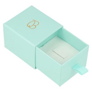 Caja de cartón para anillo o pendientes color aguamarina 55x50x42 mm SG-1-AQ-AQ