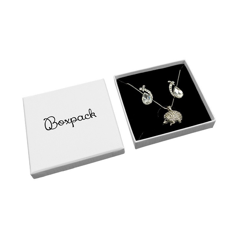 Caja de cartón para juego de pendientes de joyería y bisutería 85x85x17 Mm color blanco pt-85-b