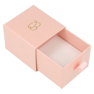 Caja de cartón para anillo o pendientes color rosa 55x50x42 mm SG-1-RS-RS