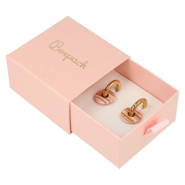 Caja de cartón para pendientes y colgante color rosa 73X70X40 mm SG-2-RS-RS