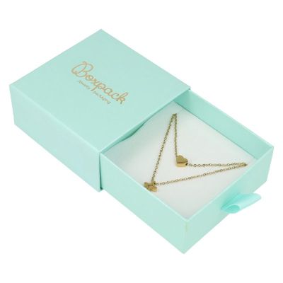 Caja de cartón para colgante y pendientes color aguamarina 90X87X40 mm SG-3-AQ-AQ