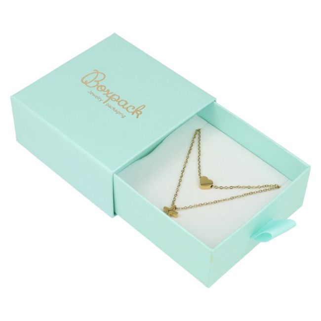 Caja de cartón para colgante y pendientes color aguamarina 90X87X40 mm SG-3-AQ-AQ