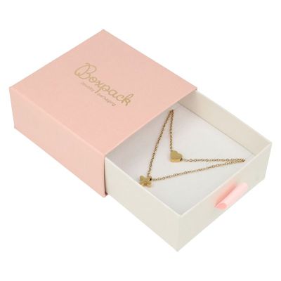 Caja de cartón para colgante y pendientes color rosa 90X87X40 mm SG-3-RS-B